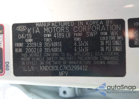 2019 Kia Niro Lx из США, поврежденный, VIN KNDCB3LC7K5299412